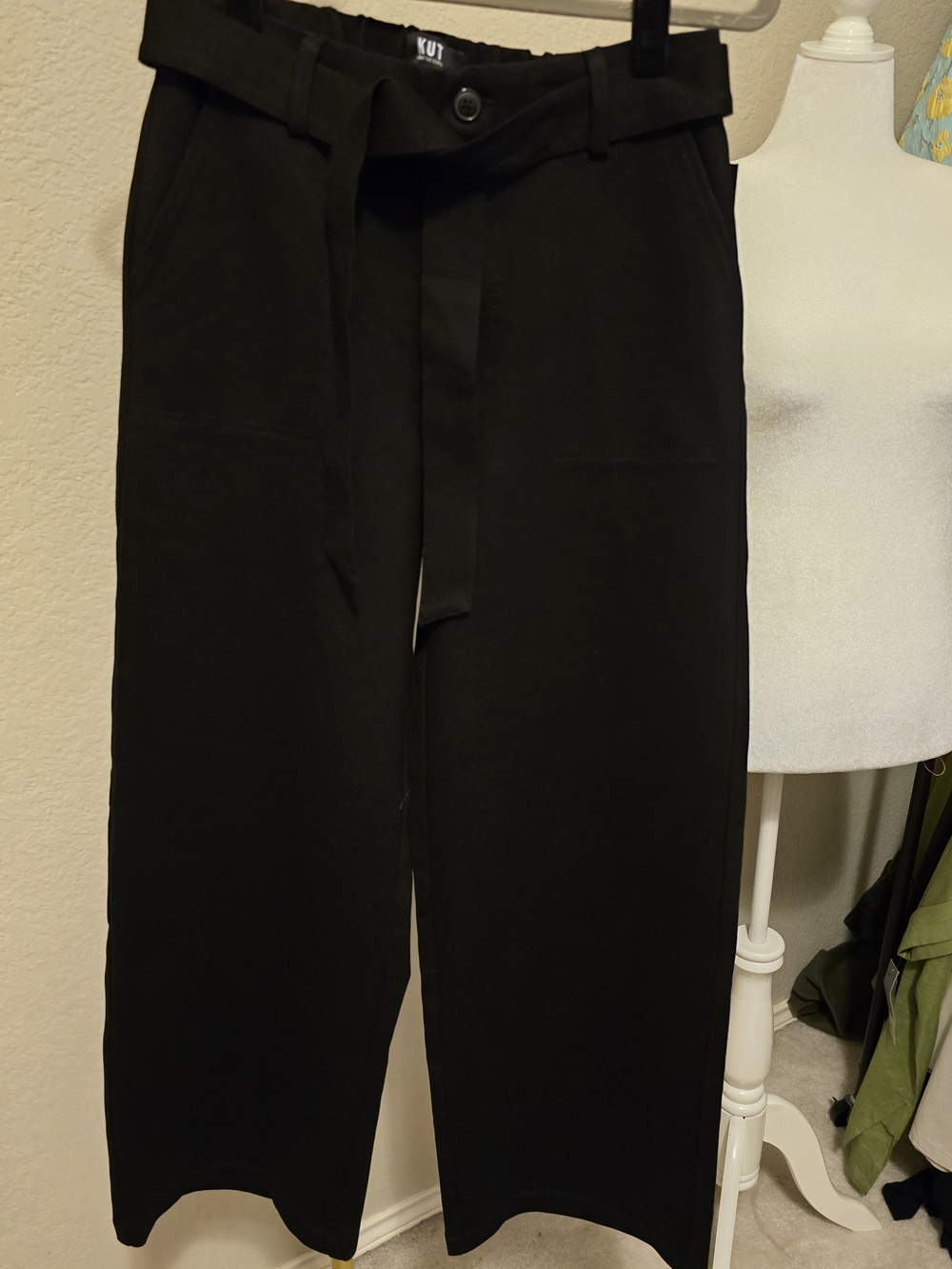 Kut From the Kloth Black Wide Leg Pants Removeable Belt NWT 8